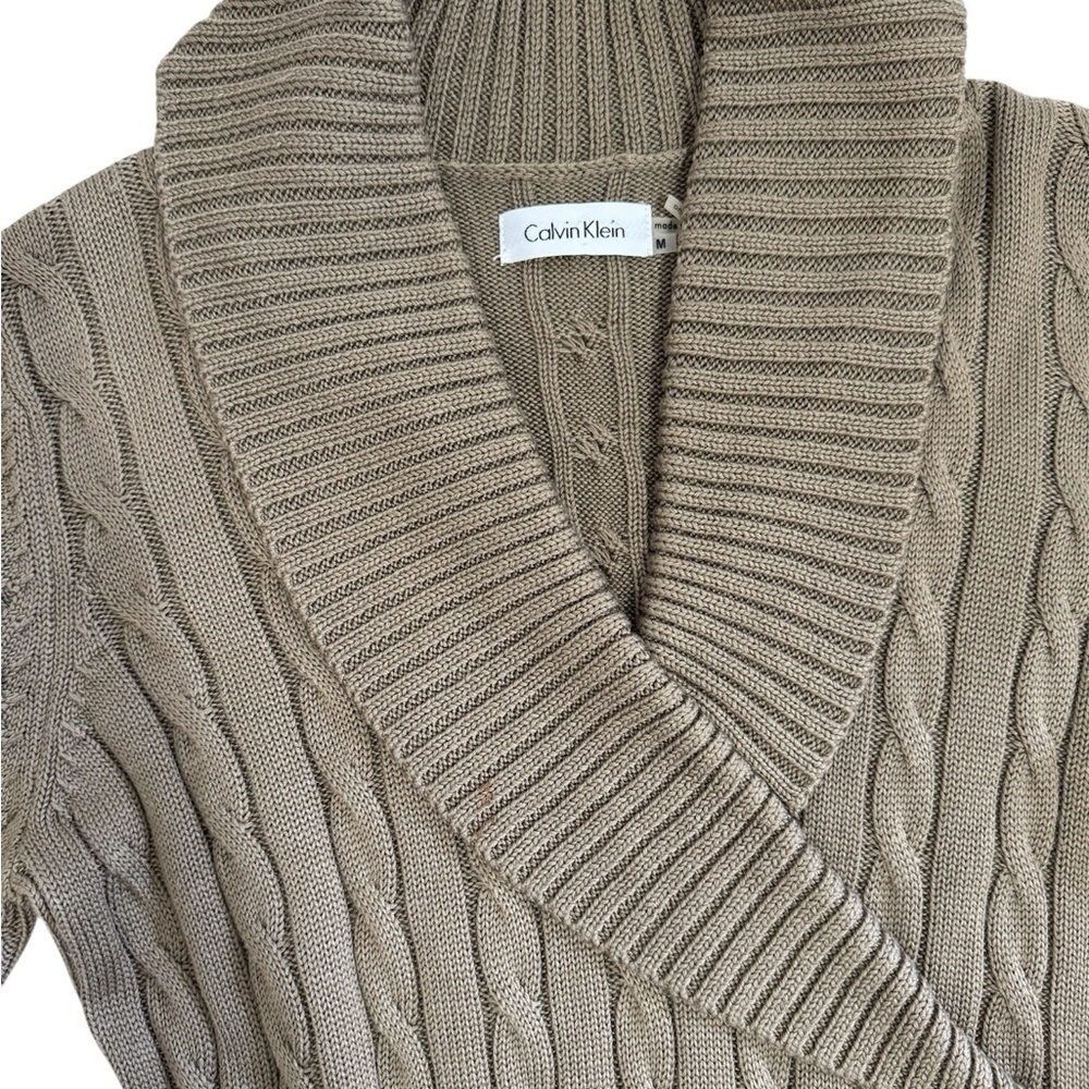 Calvin Klein Cable Knit Sweater Dress with Belt - Picture 5 of 7